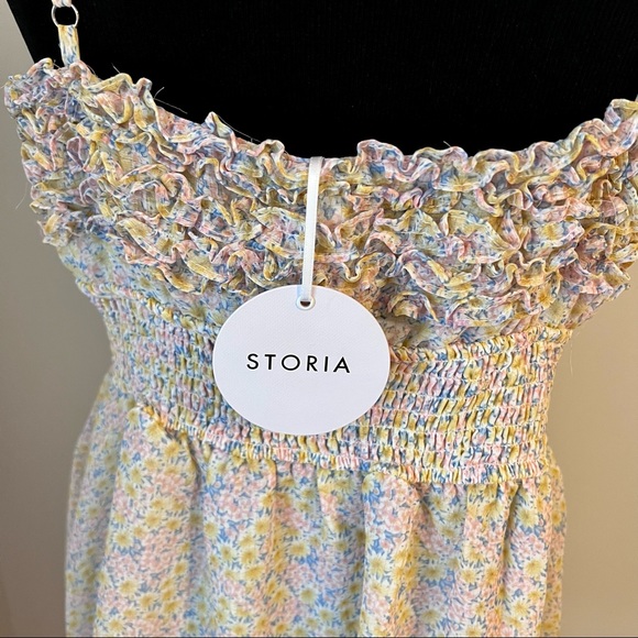 NWT STORIA Floral Adjustable Spaghetti Strap Dress Women’s Size Large - Picture 4 of 9
